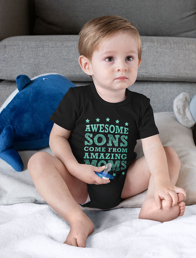 Awesome Sons Come From Amazing Moms Baby Bodysuit - Navy 4