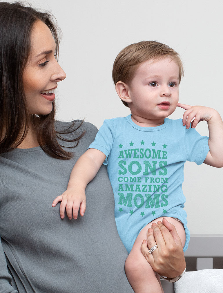 Awesome Sons Come From Amazing Moms Baby Bodysuit - Navy 3