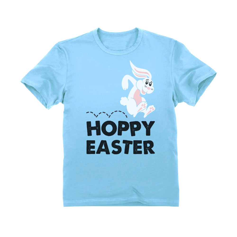 Hoppy Easter Bunny Cute Rabbit Youth Kids T-Shirt - California Blue 1