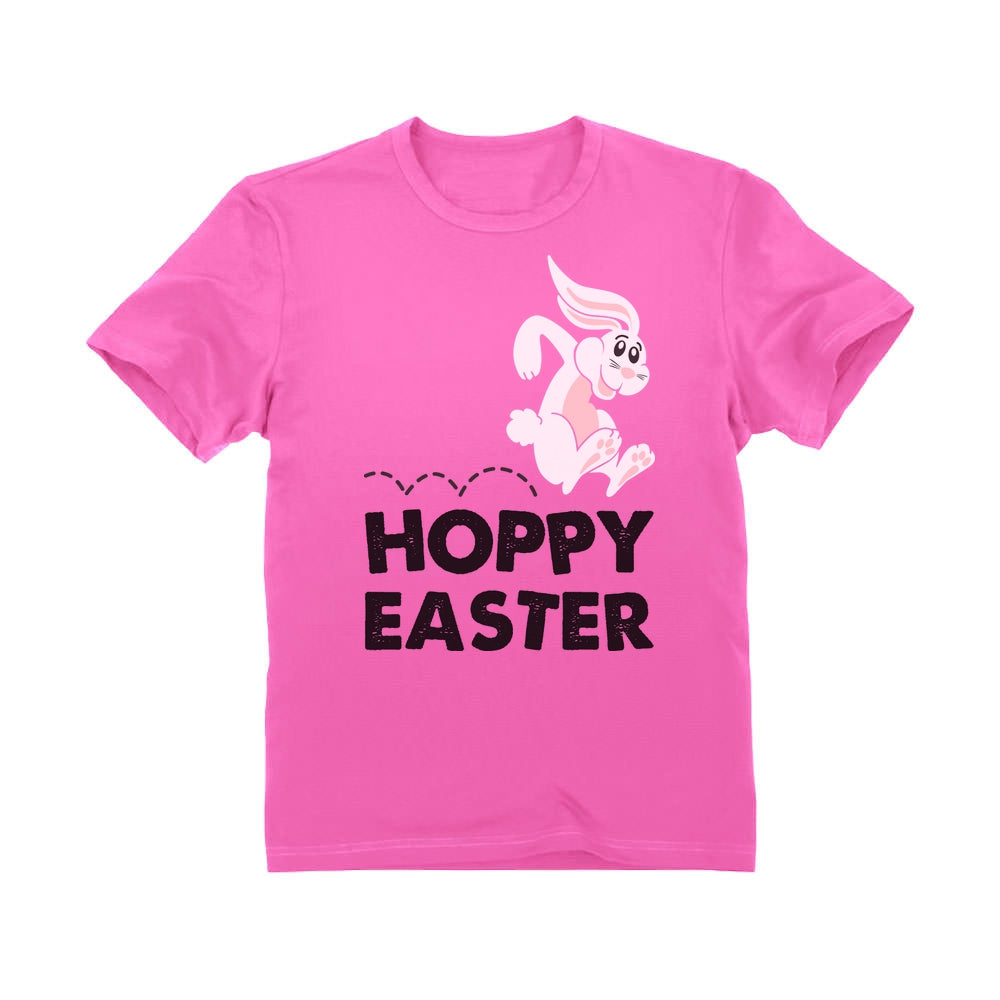 Hoppy Easter Bunny Cute Rabbit Youth Kids T-Shirt - Pink 2