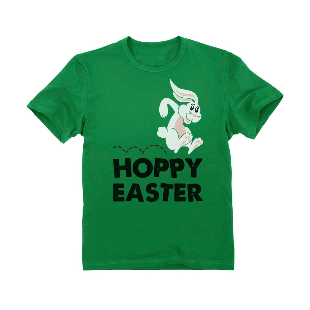 Hoppy Easter Bunny Cute Rabbit Youth Kids T-Shirt - Green 3