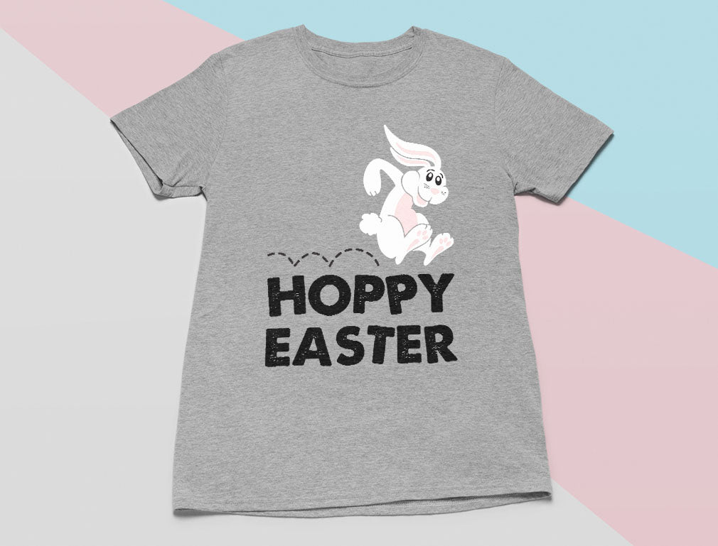 Hoppy Easter Bunny Cute Rabbit Youth Kids T-Shirt - Gray 6