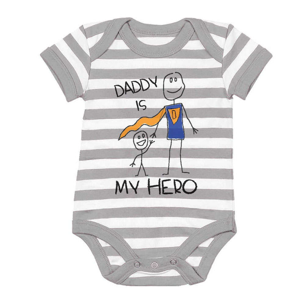 Daddy Is My Hero Baby Bodysuit - gray/white 2