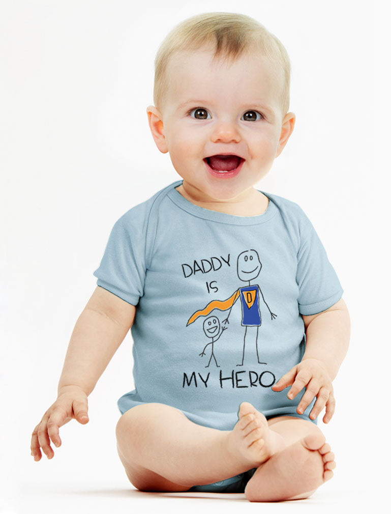 Daddy Is My Hero Baby Bodysuit - gray/white 4