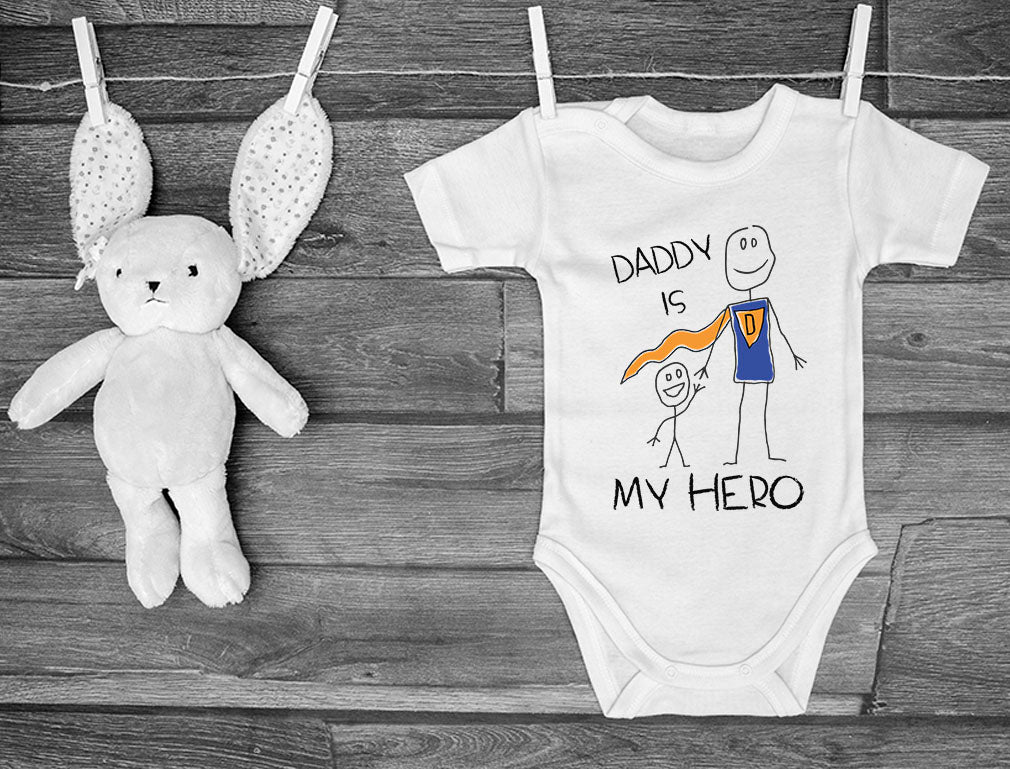 Daddy Is My Hero Baby Bodysuit - gray/white 7