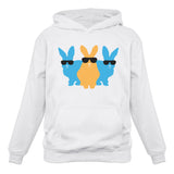 Thumbnail Hip Trio Bunnies Shades Funny Hipster Easter Hoodie White 2