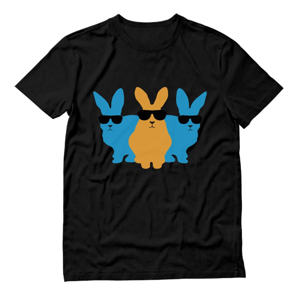 Hip Trio Bunnies Shades Funny Hipster Easter T-Shirt - Black 2