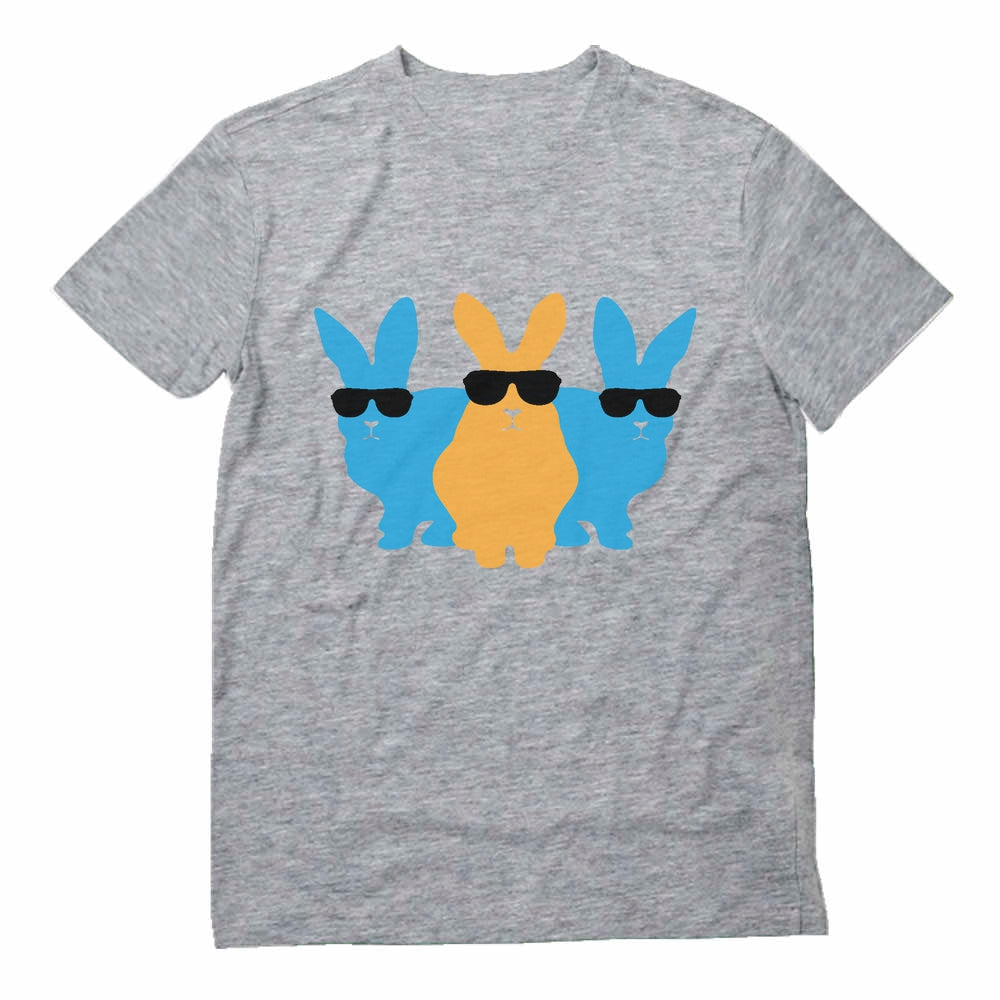 Hip Trio Bunnies Shades Funny Hipster Easter T-Shirt - Gray 5