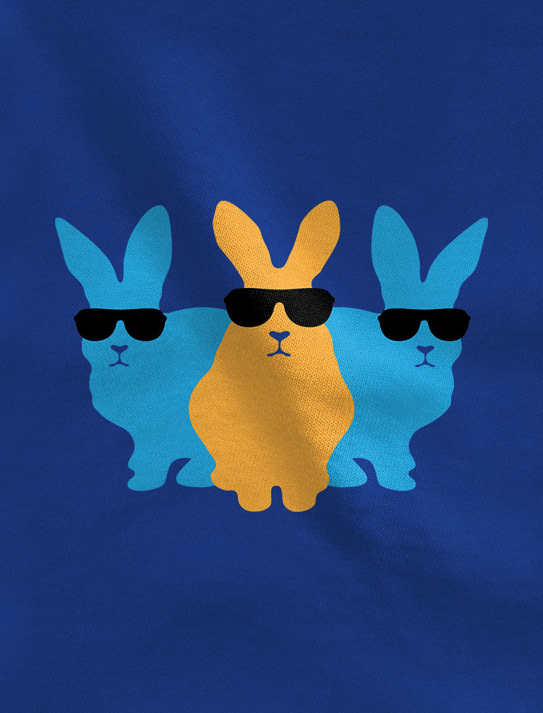 Hip Trio Bunnies Shades Funny Hipster Easter T-Shirt - Navy 7
