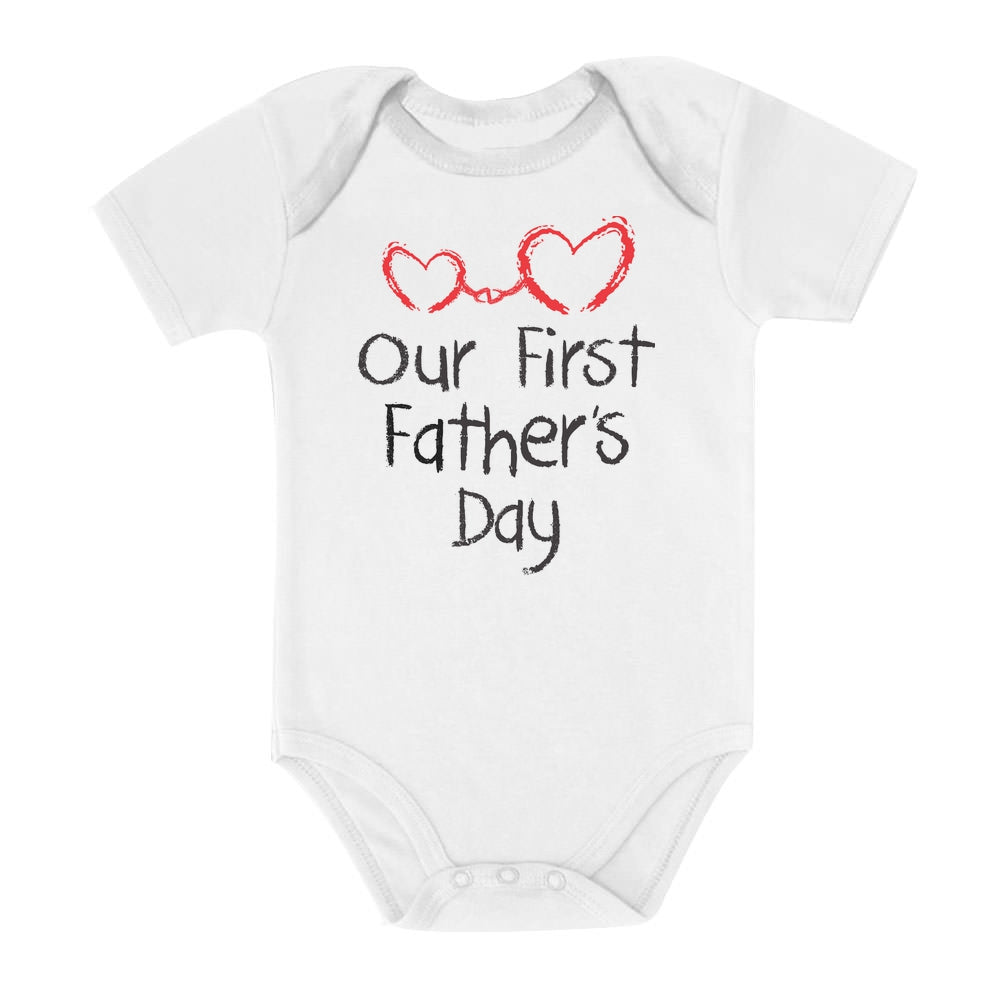 Our First Father's Day Baby Bodysuit - White 1