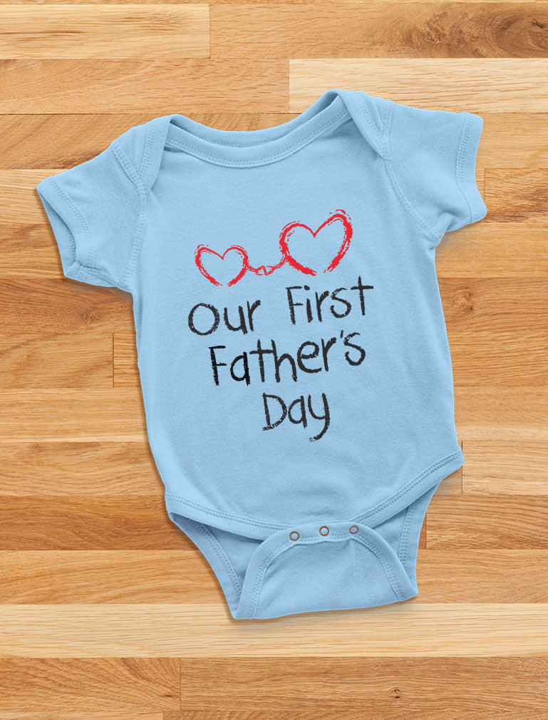Our First Father's Day Baby Bodysuit - Gray 7