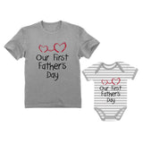 Thumbnail Our First Father's Day Matching Bodysuit & T-Shirt Dad Gray / Baby gray/white 8