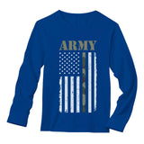Thumbnail Distressed Black & White U.S Army Flag Long Sleeve T-Shirt Blue 2