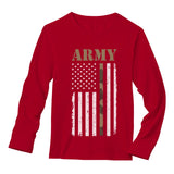 Thumbnail Distressed Black & White U.S Army Flag Long Sleeve T-Shirt Red 3