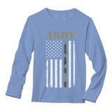 Thumbnail Distressed Black & White U.S Army Flag Long Sleeve T-Shirt Light blue 4