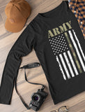 Thumbnail Distressed Black & White U.S Army Flag Long Sleeve T-Shirt Light blue 6