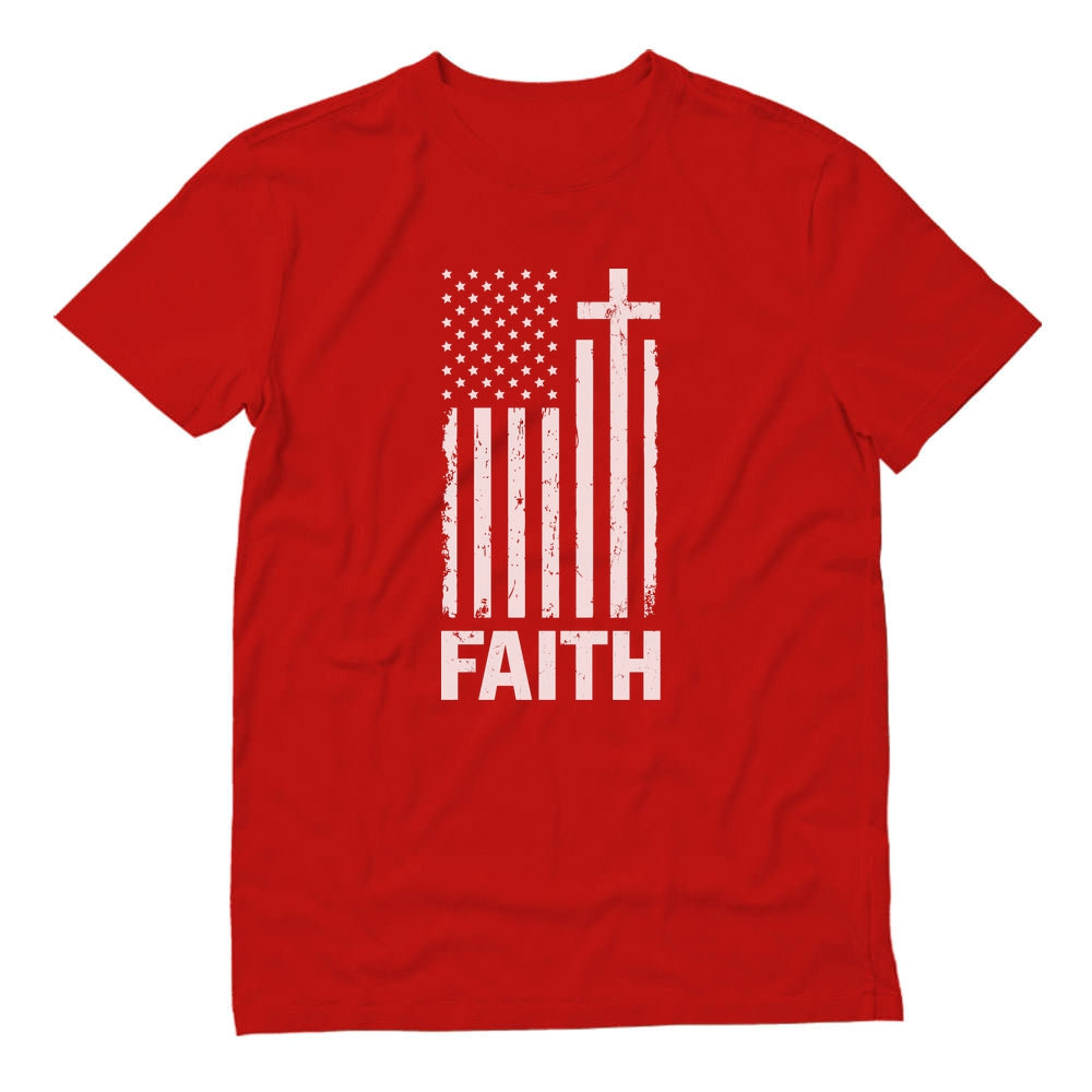 Christian Distressed White USA Flag T-Shirt 