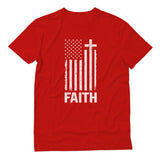 Thumbnail Christian Distressed White USA Flag T-Shirt Red 3
