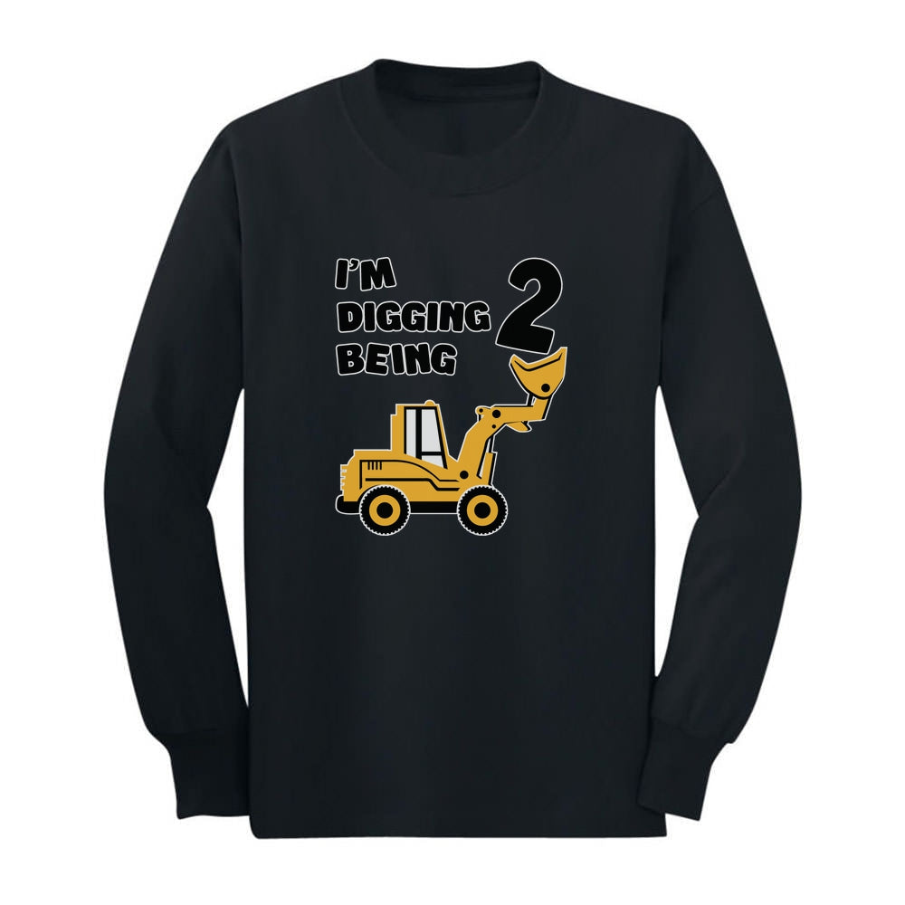Digging Being 2 - Two Years Old Birthday Toddler Long sleeve T-Shirt - Black 1