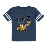 Thumbnail Digging Being 2 - Two Years Old Birthday Toddler Jersey T-Shirt Blue 2