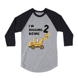 Thumbnail Digging Being 2 Two Years Old Birthday 3/4 Sleeve Baseball Jersey Toddler Shirt Dark Gray 3