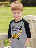 Thumbnail Digging Being 2 Two Years Old Birthday 3/4 Sleeve Baseball Jersey Toddler Shirt Dark Gray 4