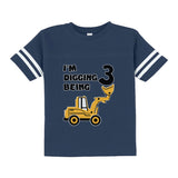 Thumbnail I'm Digging Being 3 Birthday Toddler Jersey T-Shirt Blue 2