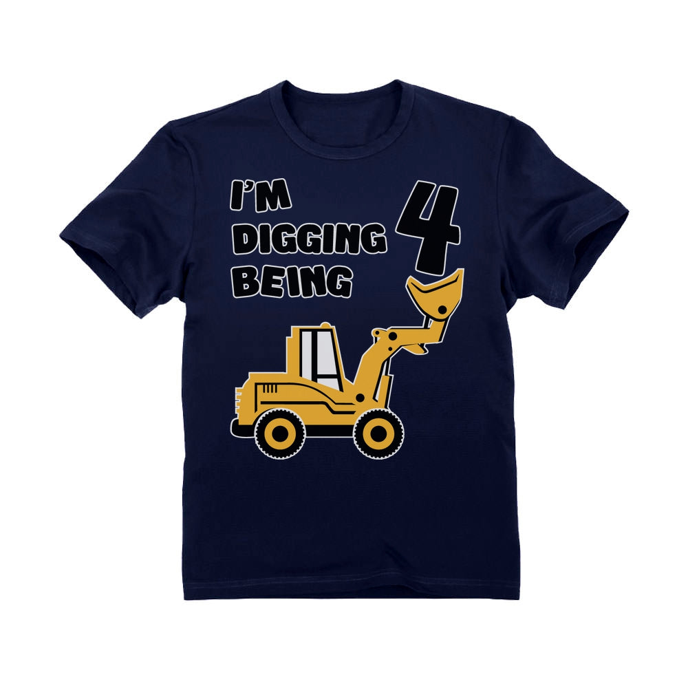 I'm Digging Being 4 - Four Years Old Birthday Tractor T-Shirt 