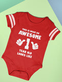 Thumbnail This Is What an Awesome One Year Old Looks Like Baby Jersey Bodysuit Gray 6