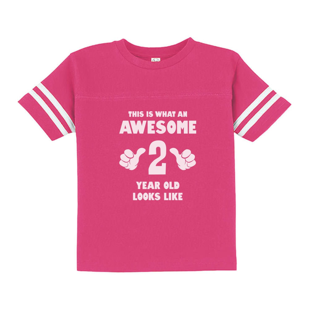 This Is What an Awesome 2 Year Old Looks Like Toddler Jersey T-Shirt - Wow pink 4