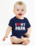 I Love Heart My Papa Baby Bodysuit 