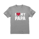 Thumbnail I Love Heart My Papa Youth Kids T-Shirt Gray 1