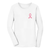 Thumbnail Breast Cancer Awareness  Pocket Size Pink Ribbon Women Long Sleeve T-Shirt White 2