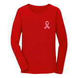 Thumbnail Breast Cancer Awareness  Pocket Size Pink Ribbon Women Long Sleeve T-Shirt Red 4