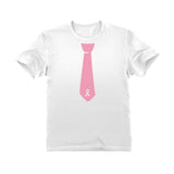 Thumbnail Pink Ribbon Tie Youth Kids T-Shirt White 2