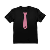 Thumbnail Pink Ribbon Tie Youth Kids T-Shirt Black 1