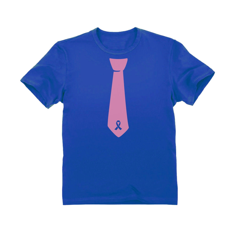 Pink Ribbon Tie Youth Kids T-Shirt - Blue 3