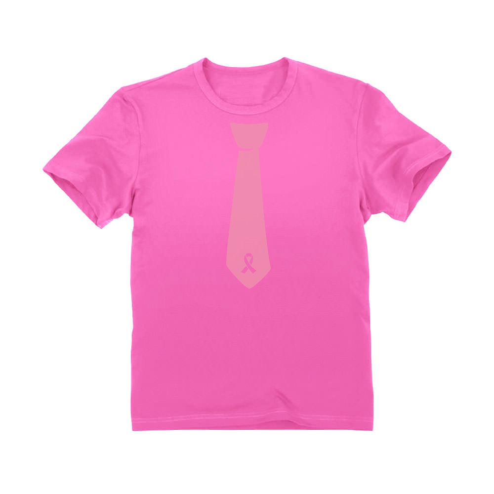 Pink Ribbon Tie Youth Kids T-Shirt - Pink 4