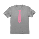 Thumbnail Pink Ribbon Tie Youth Kids T-Shirt Gray 6
