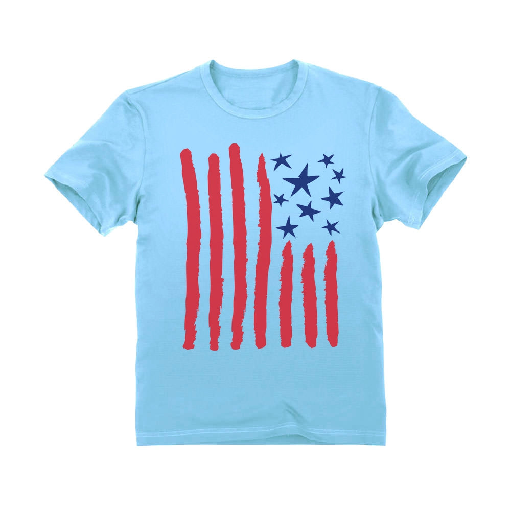 Children's Drawing American Flag Youth Kids T-Shirt 