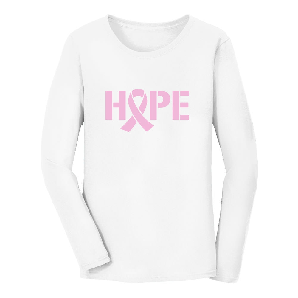 Hope Pink Ribbon Women Long Sleeve T-Shirt - White 2