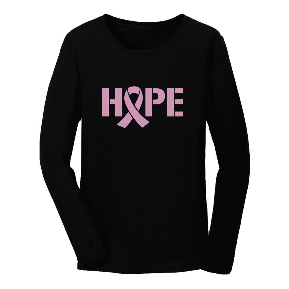 Hope Pink Ribbon Women Long Sleeve T-Shirt - Black 3
