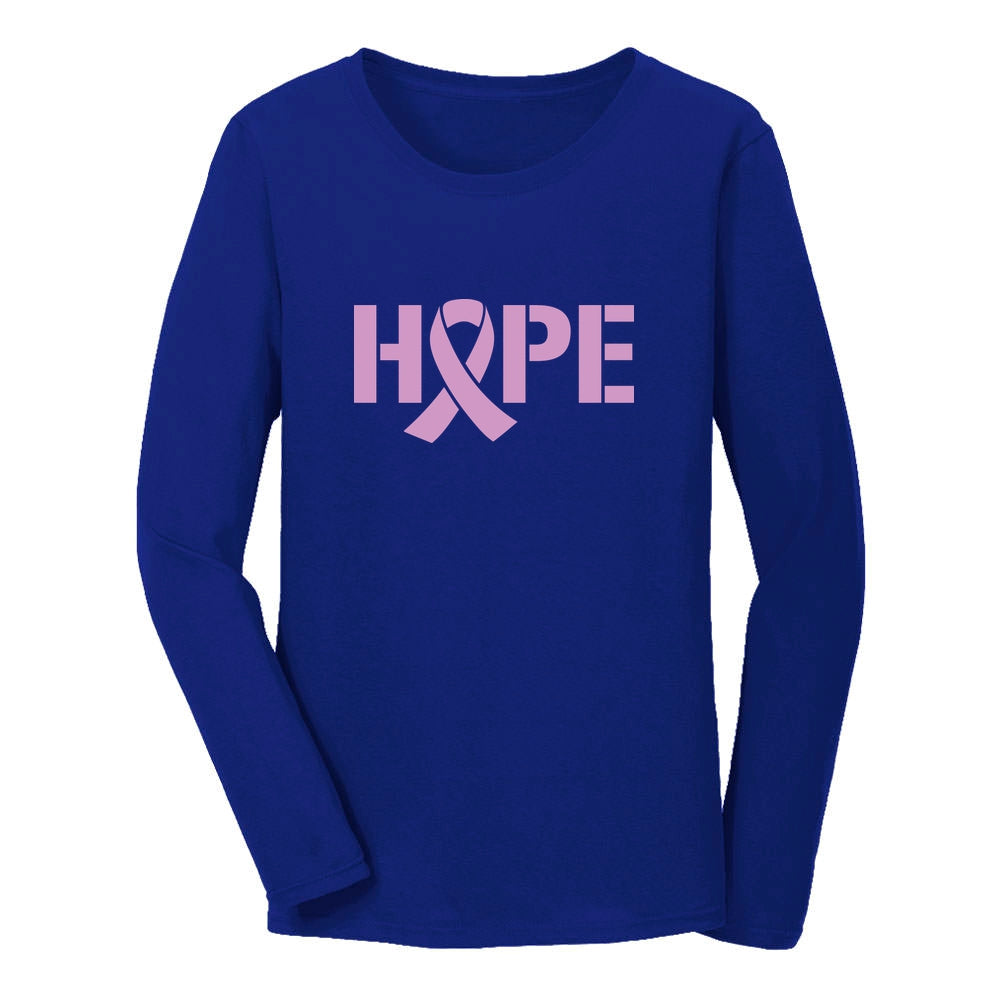 Hope Pink Ribbon Women Long Sleeve T-Shirt - Blue 4