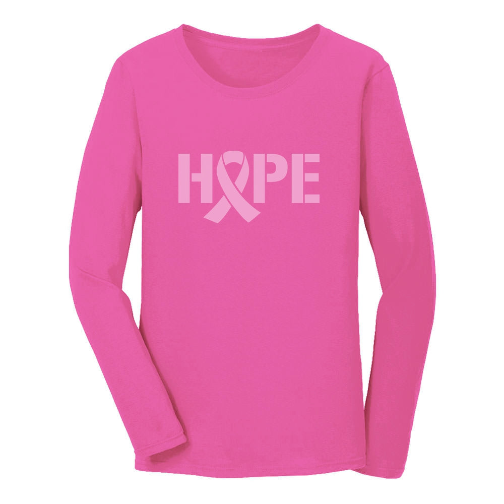Hope Pink Ribbon Women Long Sleeve T-Shirt - Pink 1