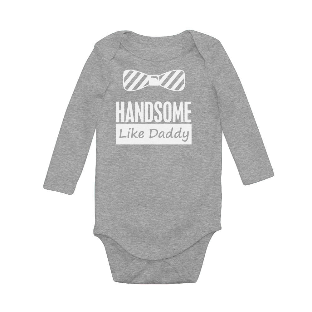 Handsome Like Daddy Baby Long Sleeve Bodysuit - Gray 4