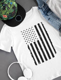 Black Distressed U.S Flag Toddler Kids T-Shirt 