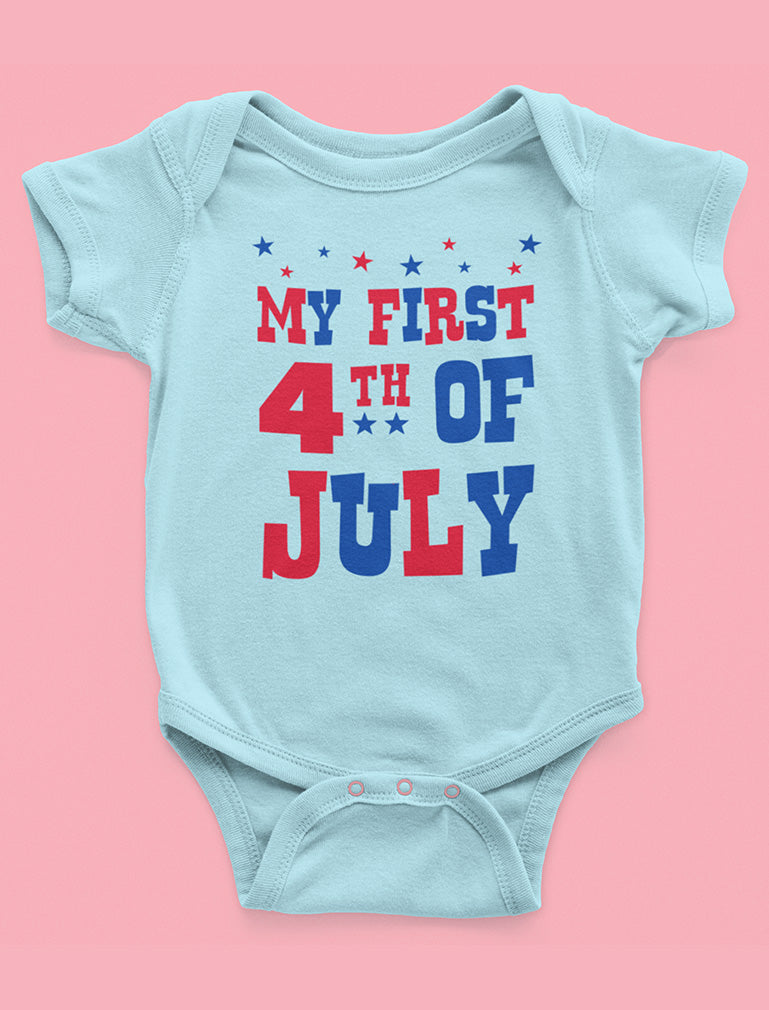 My First 4th of July Baby Bodysuit - Gray 7