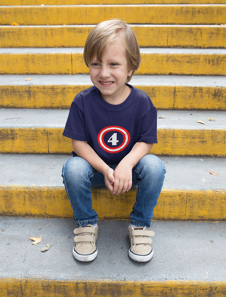 Captain 4th Birthday Toddler Kids T-Shirt - Navy 6
