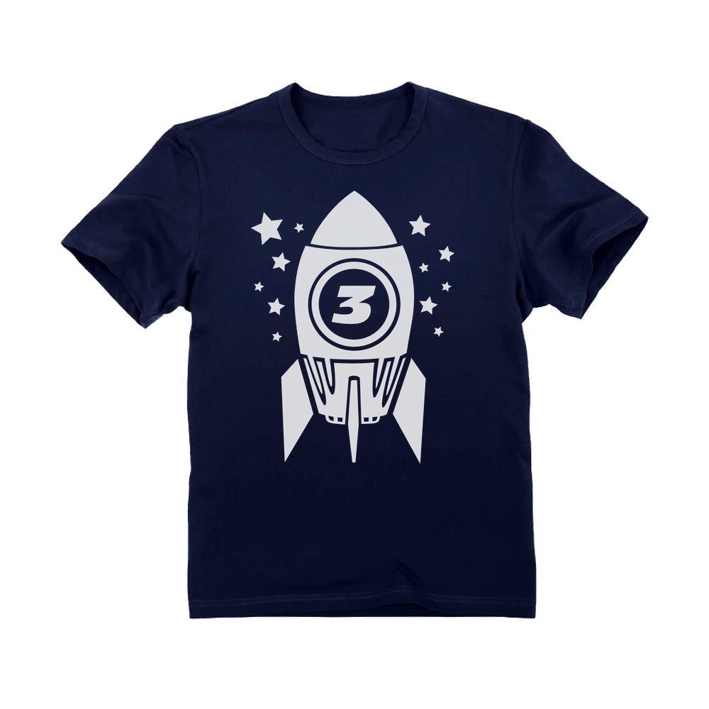 3rd Birthday Space Rocket Toddler Kids T-Shirt - Navy 1