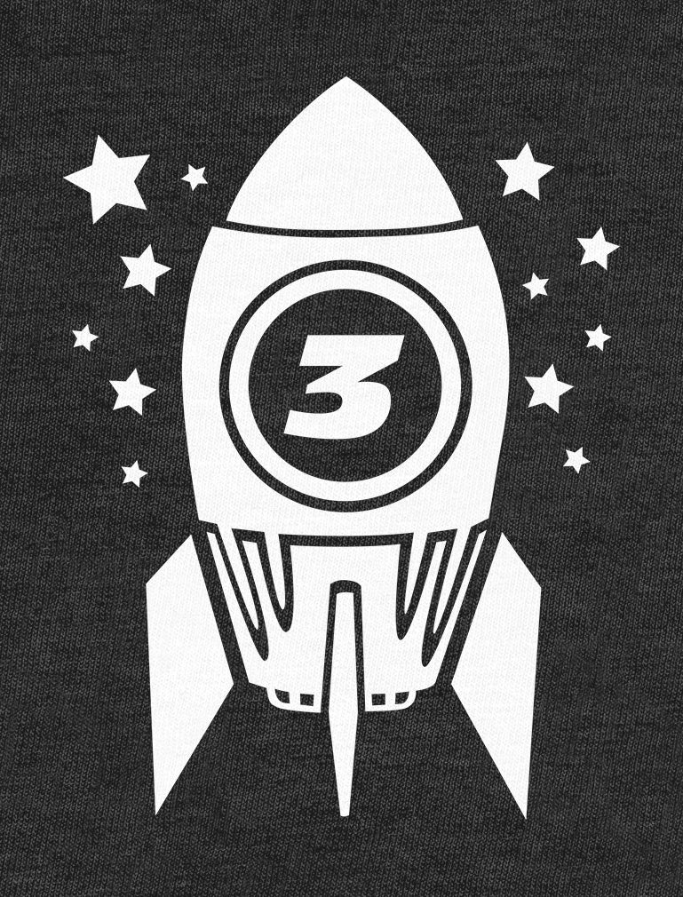 3rd Birthday Space Rocket Toddler Kids T-Shirt - Red 7